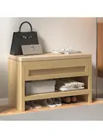 Apicizon Rattan Shoe Storage Bench Whith Cushion Thickened Wood Entryway Bench with Storage Drawer Farmhouse Shoe Rack B 1