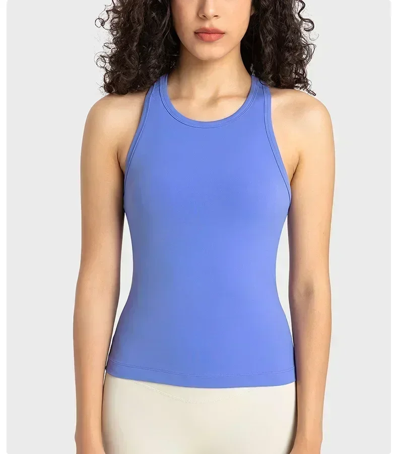 Lemon Senknit Anti-bacterial Deodorant Workout Vest High Elastic Nude Breathable Quick-drying Workout Running Gym Women Yoga Top