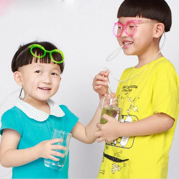 Soft Novelty Juice Kids Straw Glasses Long Tube Fun Drinking Straw for Children Birthday Party Decorations Juice Straws