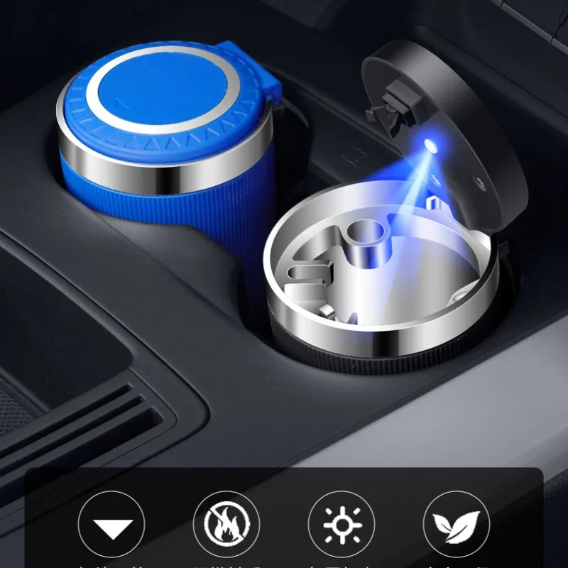 Car Ashtray Portable Ashtray Car Ashtray With Led Light Easy Clean Detachable For Automobiles Outdoor