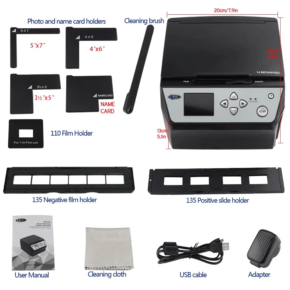 22MP Film Multi-Function Scanner Converts 135/35mm 110 Slide/Negative Film Photo Document to HD Digital JPG Files - 5