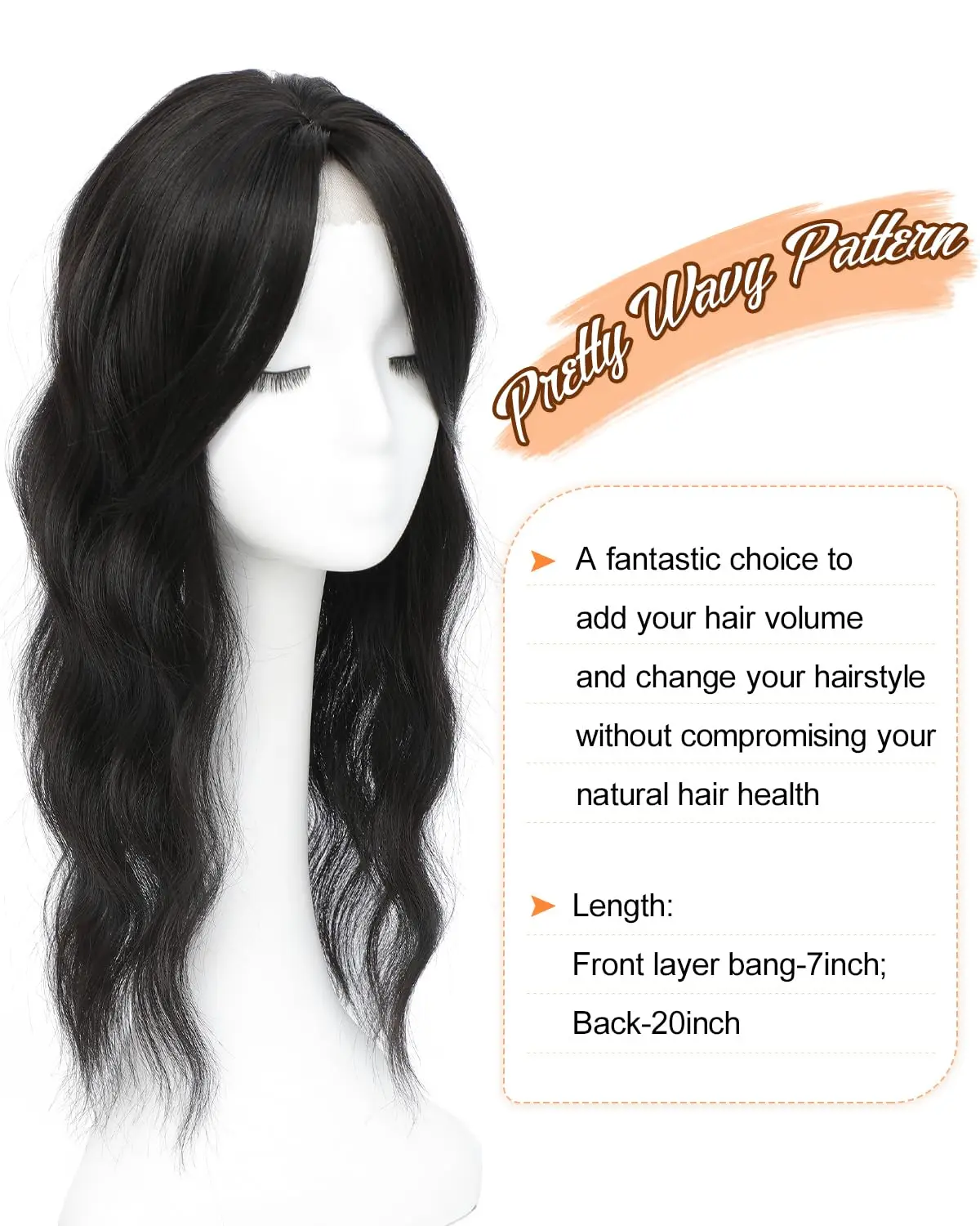 Synthetic Hair Extensions Clip In Topper For Women With Bangs