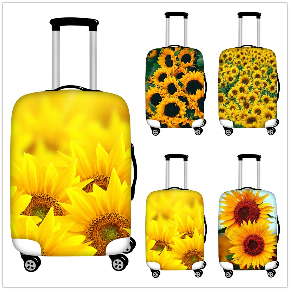 

Travel Accessories Sunfloral Print Yellow Flower Design Fashion Luggage Cover&Luggage Tag Set Suitcase Organizadores