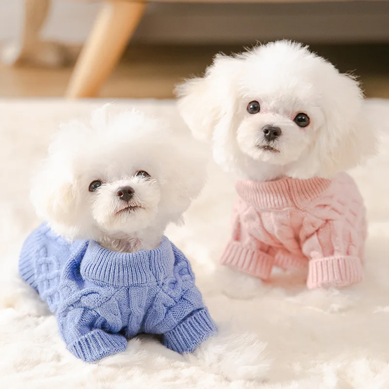 

Solid Color Pet Sweater Puppy Twist Texture Sweater Autumn Two-legged Clothing Teddy Warm Clothes Popular Dog Clothes