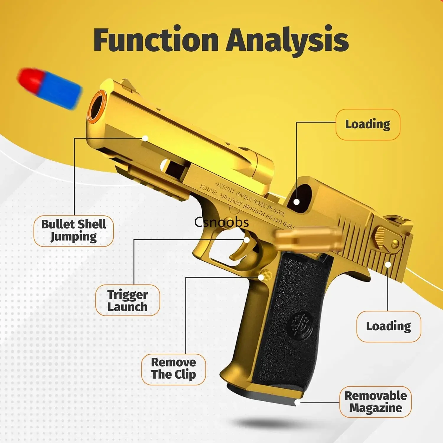 Shell Ejecting Pistol Toy Gun Educational Toy Airsoft Foam Soft Bullet Blaster Children Birthday Giftfor Kids Boys Adults 3