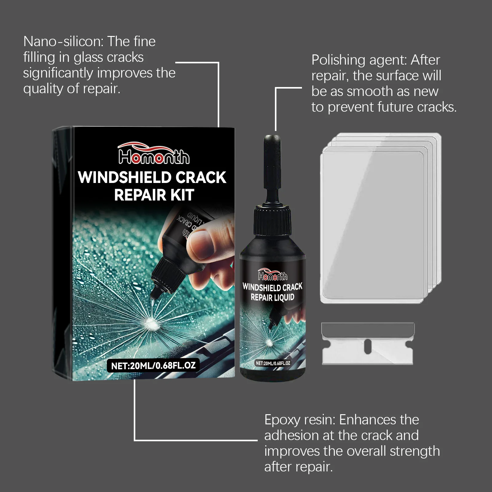 Cracked Glass Scratch Repair Kit Vehicle Windscreen Nano Fluid Filler Quick Fix Windscreen Scratch Restore Fluid For Glass 2025 3