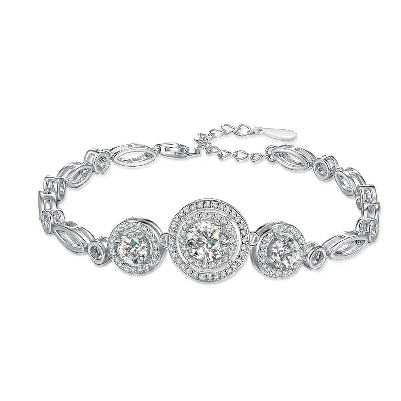 

SL0015 Lefei Fashion Luxury Classic Moissanite Creative Eye Chain Round Bracelets Women s925 Sterling Silver Party Jewelry Gifts