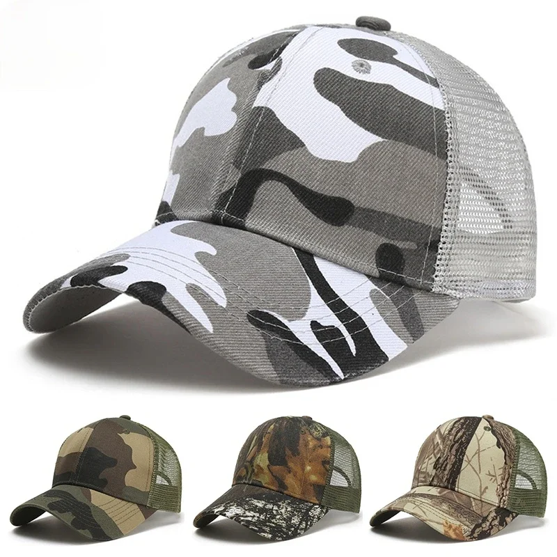 

Mesh Summer Sun Hat Caps for Men Women Adjustable Baseball Cap Men's Trucker Hats Camo Camouflage Women's Baseball Hat