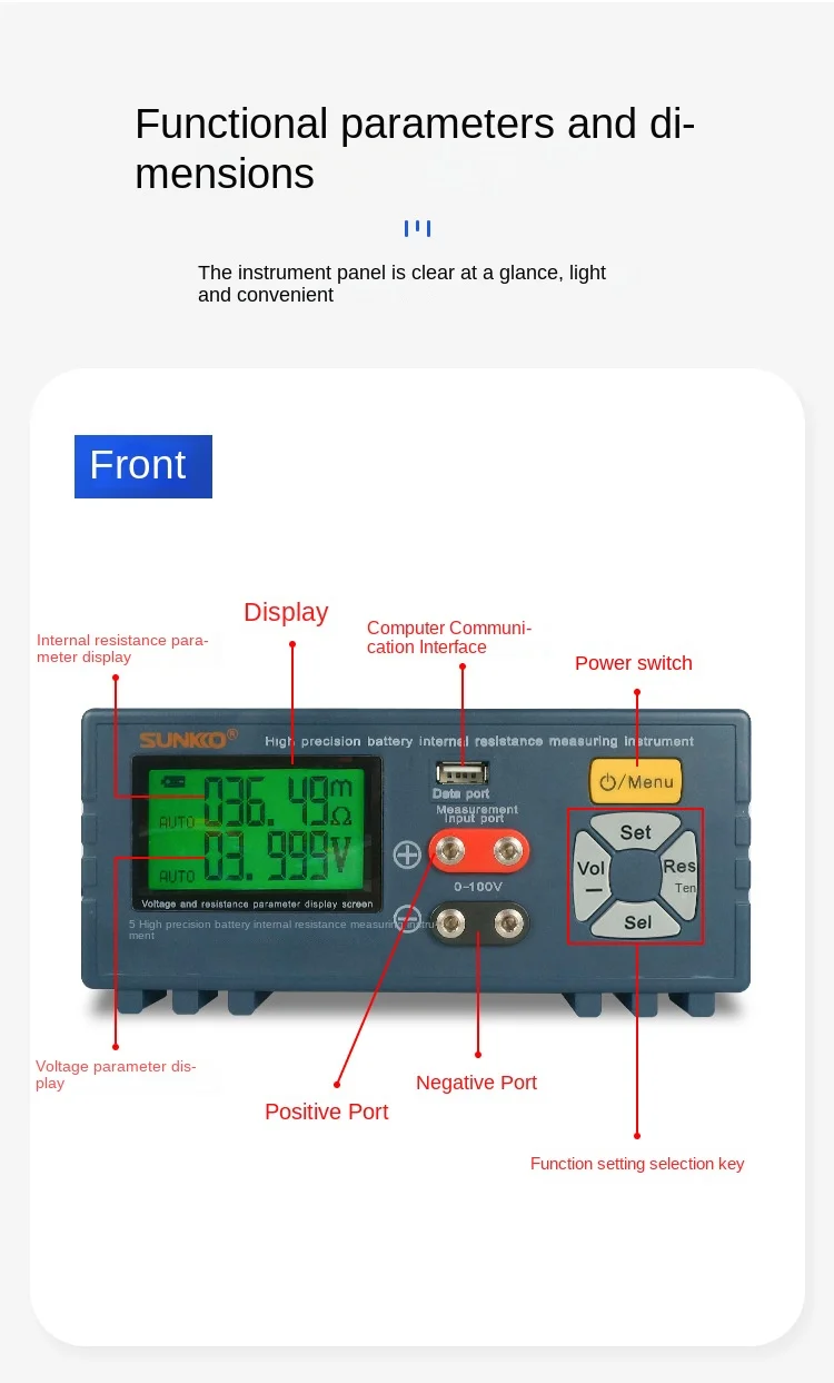 SUNKKO T685 lithium battery pack high precision internal resistance tester 18650