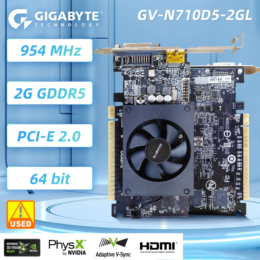 

Gigabyte GeForce GT 710 2GB Graphic Cards and Support PCI Express 2.0 X8 Bus Interface. Graphic Cards GV-N710D5-2GL (Renewed)