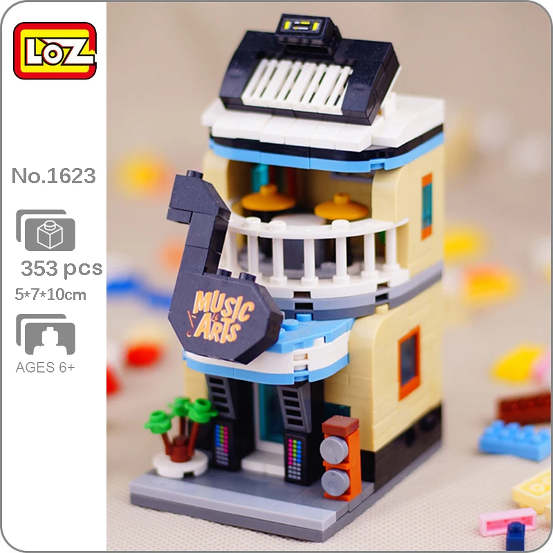 LOZ City Street Cake Cola Shop Library Music Arts Mini Blocks Building Toy 4pcs 