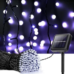 Luminous Solar - Powered String Lights - 300 LED Holiday Décor with 8 Dynamic Lighting Modes for Outdoor and Indoor Spaces (White)