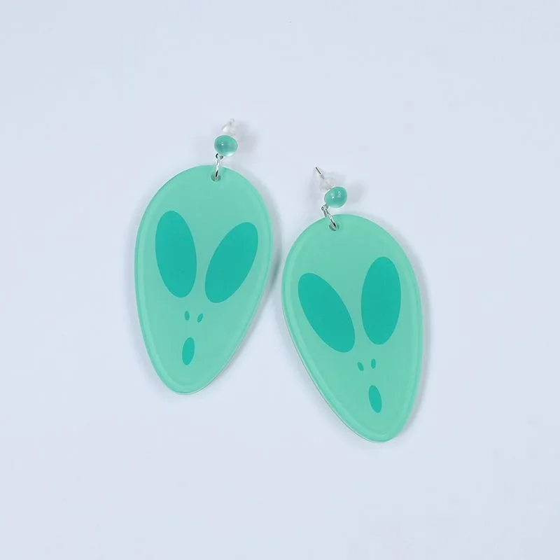 Anime DAN DA DAN Momo Ayase Cosplay Earring Alien Blue Green Long Earclips Earwear Eardrop Women Jewelry Accessories Prop
