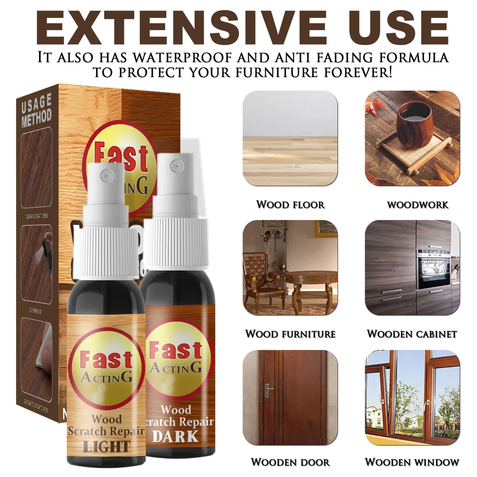 Wooden Scratch Repair Instant Fix Wooden Scratch Remover Set Colour Repair Spray Furniture Polisher For Scratches Floors