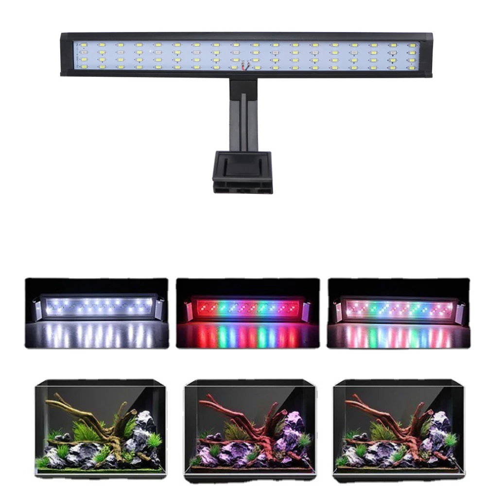Фотоемкость для рыб, водонепроницаемый фотоэлемент для аквариума, полный спектр, 3 переключаемых цветовых режима, 10-55 см для пресноводных растений