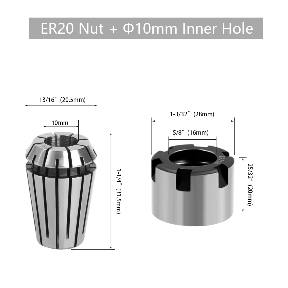 LAVIE Schnitzmaschine, Spannzangen-Trimmmaschine, Holzbearbeitungszubehör, Adapter, ER-Klemmutter, C-Mutter, Spannzange – Detail 10