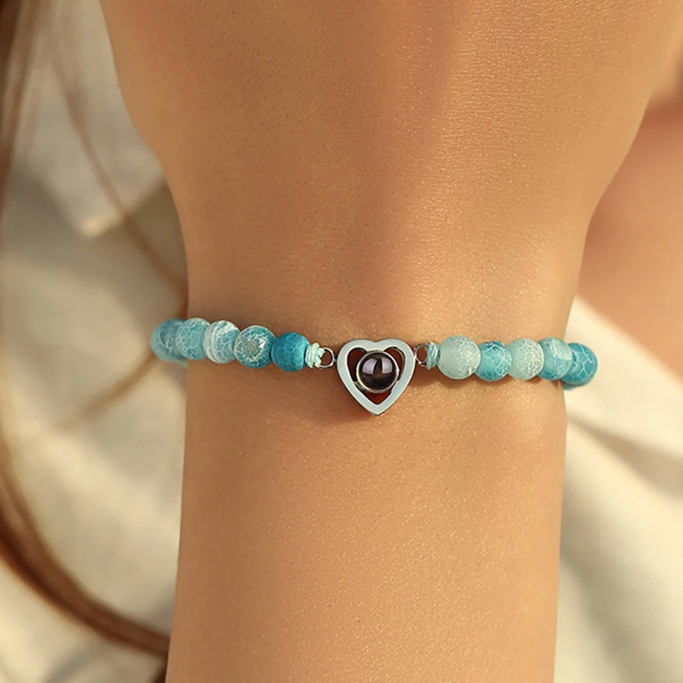 Custom Photo Projection Heart Bracelet for Women