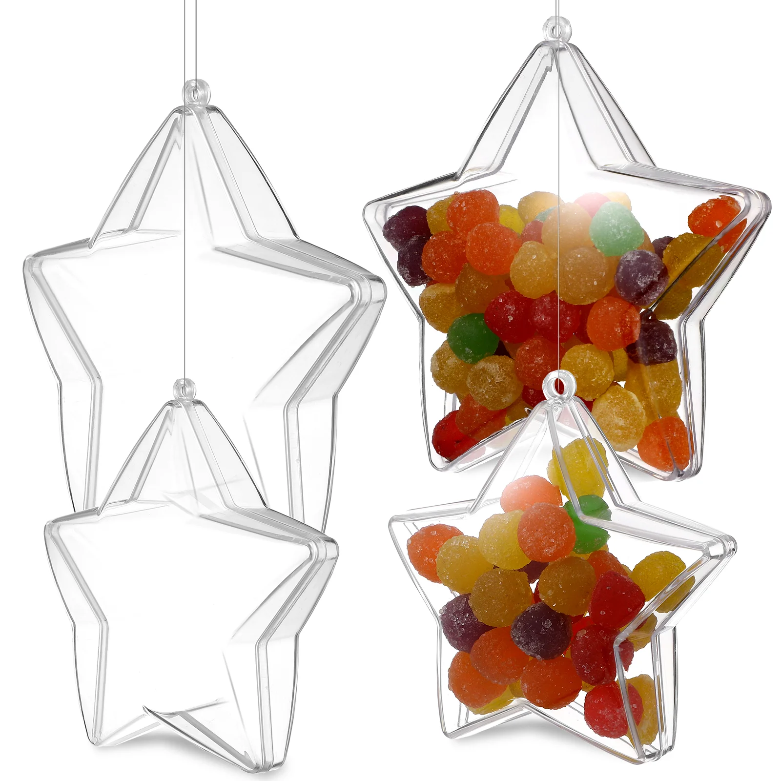 

Fillable Christmas Tree Balls Star Decoration Clear Plastic Ornaments Stars Shaped