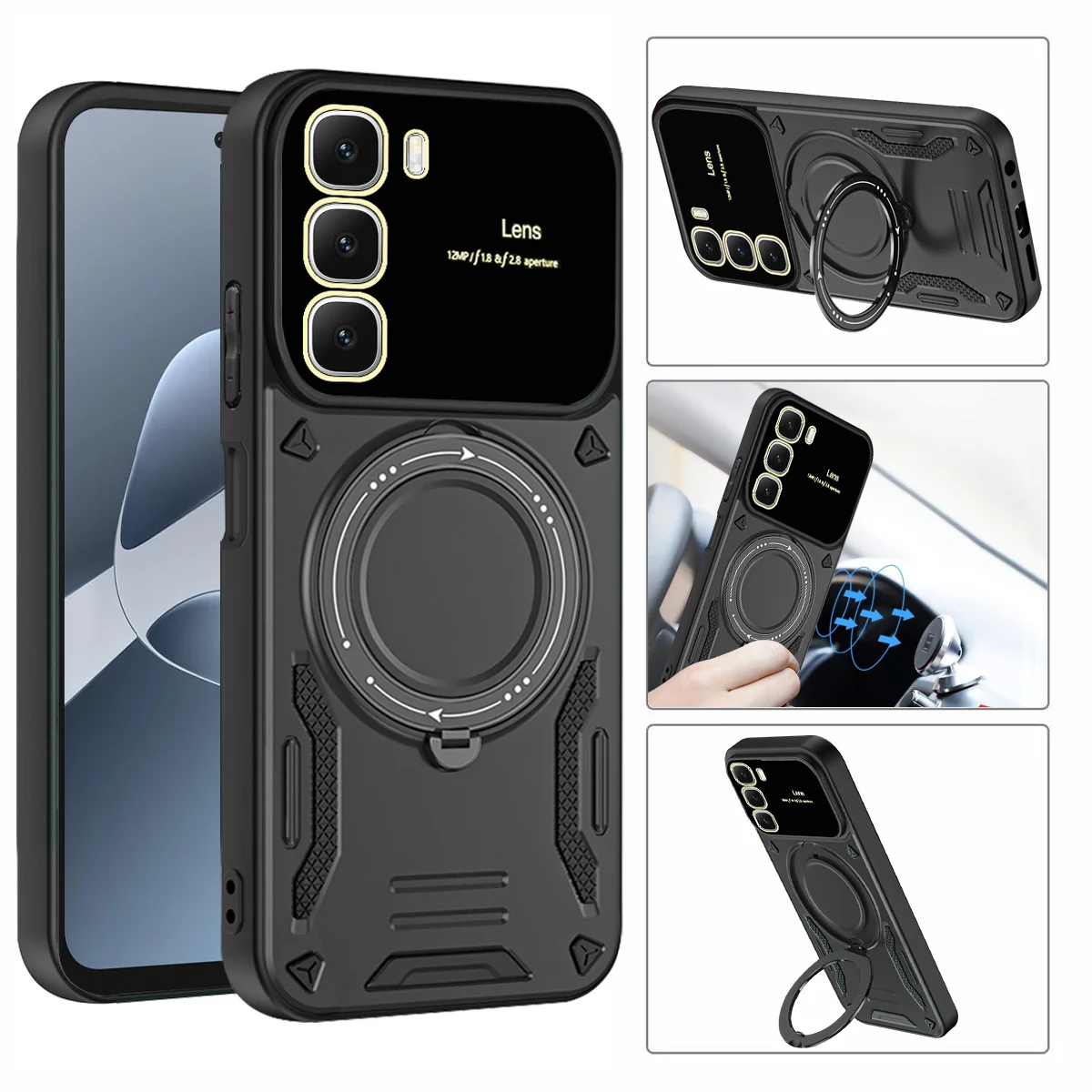 360° Rotating Magnetic Armored Phone Case with MagSafe Compatibility
