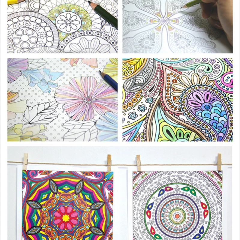 24 Pages English Version Lost Ocean Time Travel Coloring Book Mandalas  Flower For Adult Relieve Stress Drawing Art Book