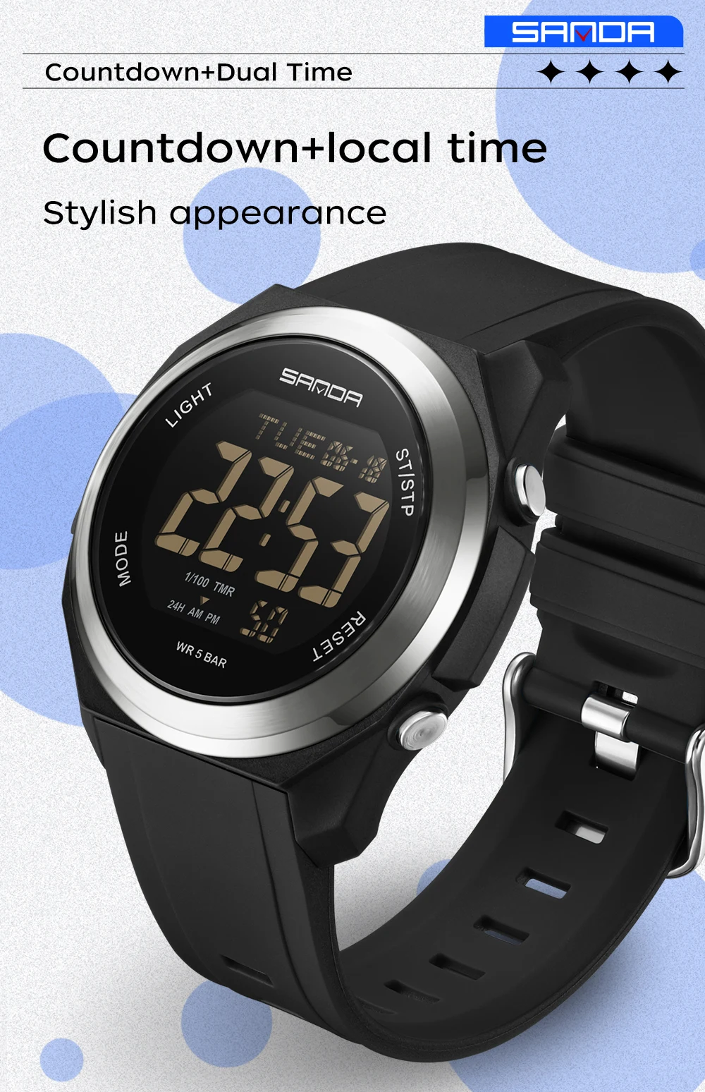 Student Digital Electronic Watch Sports Multi Functional Waterproof Colorful LED Men's Electronic Watch_voghion.com