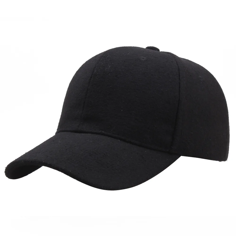 Autumn Winter Warm Felt Baseball Caps Black Gray Coffee Faux Wool Snapback Cap Trendy Streetwear Women Men Casquette Hat 3