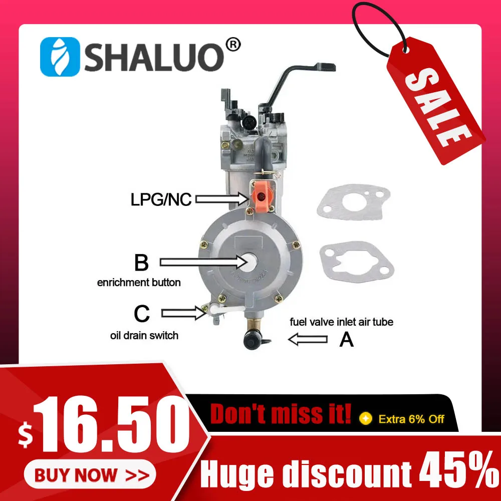 Бензиновый генератор LPG168, двойной топливный карбюратор, комплект для преобразования сжиженного углеводородного газа, аксессуары для электрогенератора, детали 3 кВт, 168F, 170F, 6,5 л.с.