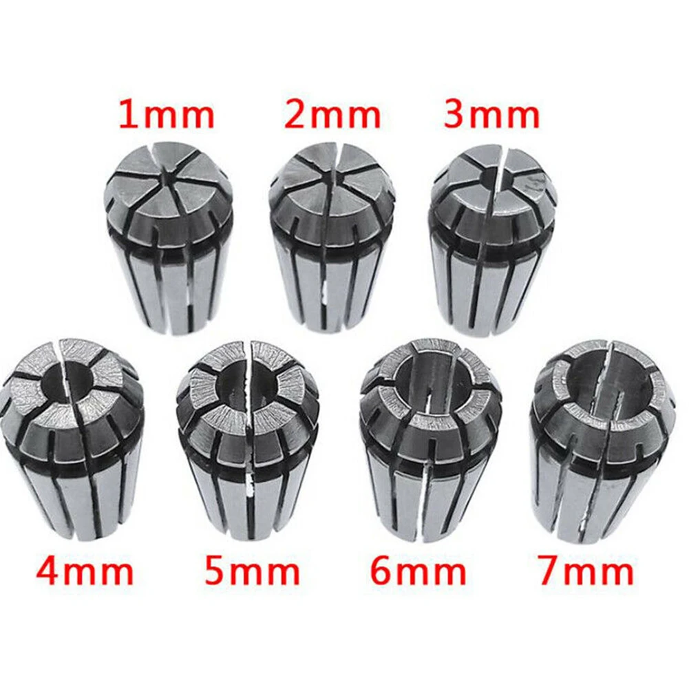 ER11 Spring Collet Chuck Set Made of Hardened Material 7 Metric Shank Sizes for CNC Milling Lathe Tool Engraving Machine
