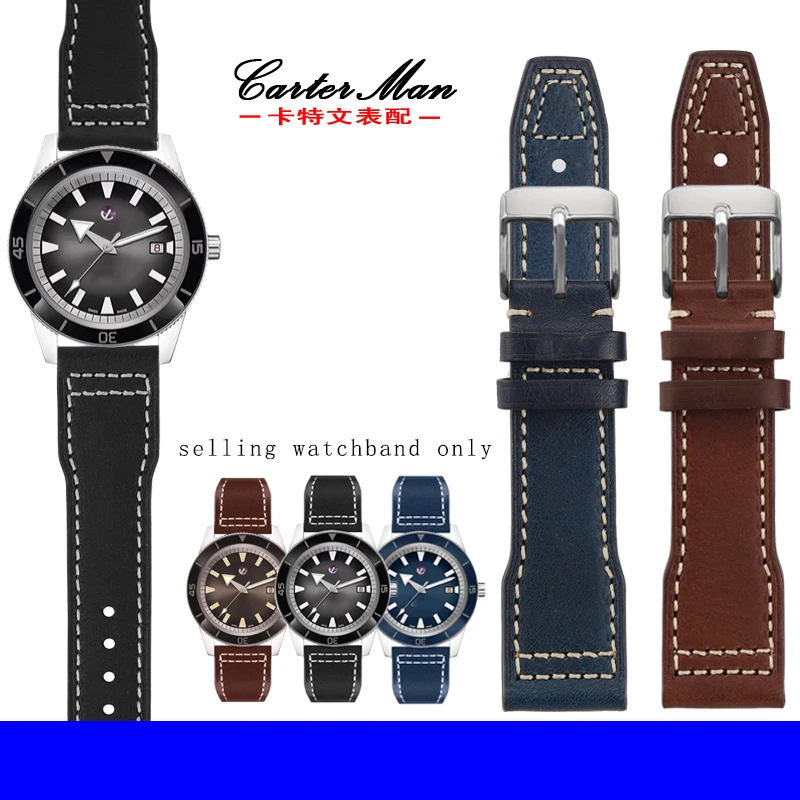 Cinturino In Pelle Italiana Compatibile Con La Serie Di Medaglie Del Capitano Rado Radar Cook Per Accessori Per Cinturini In Pelle Iwc 21Mm