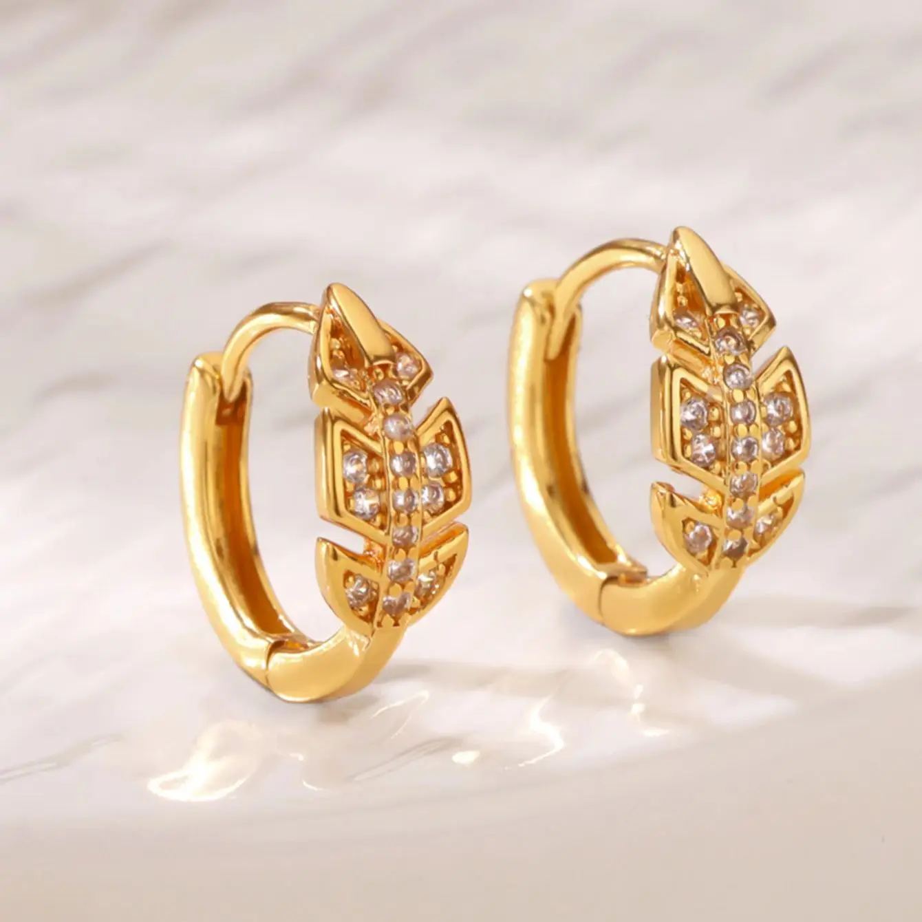 Fashion Palm Leaf Shape Earrings Women Metal Gold Color