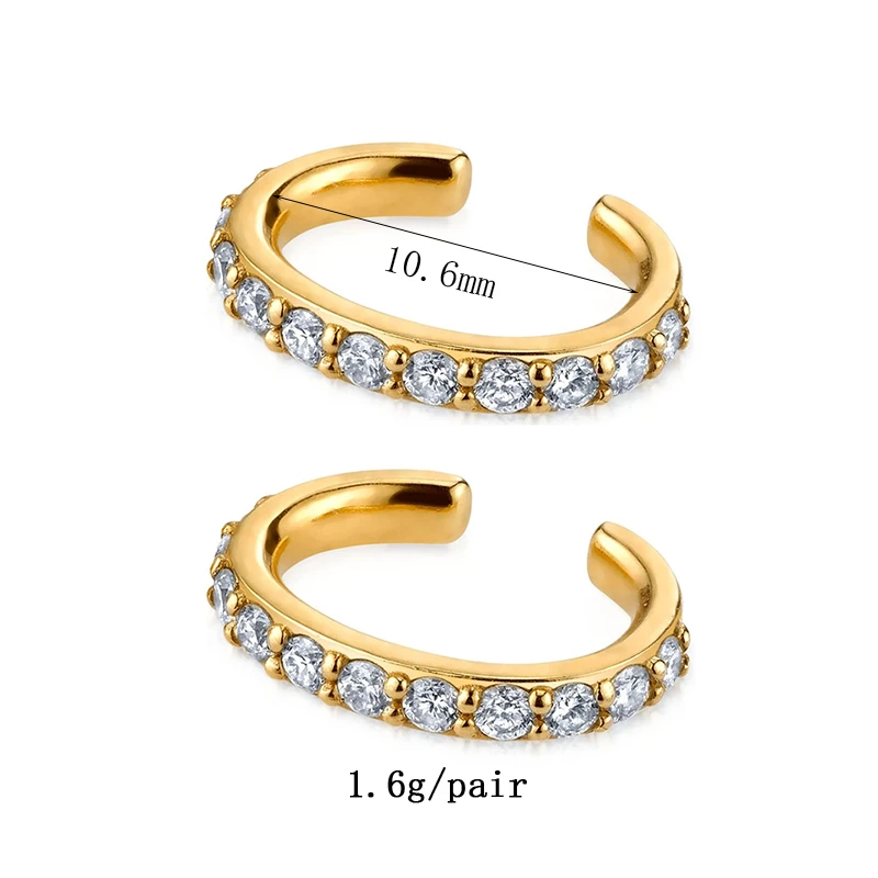 TIANDE Gold Color C Shape Ear Cuffs Earrings for Women Color Zircon Fake Piercing Clip Earrings Fashion Jewelry