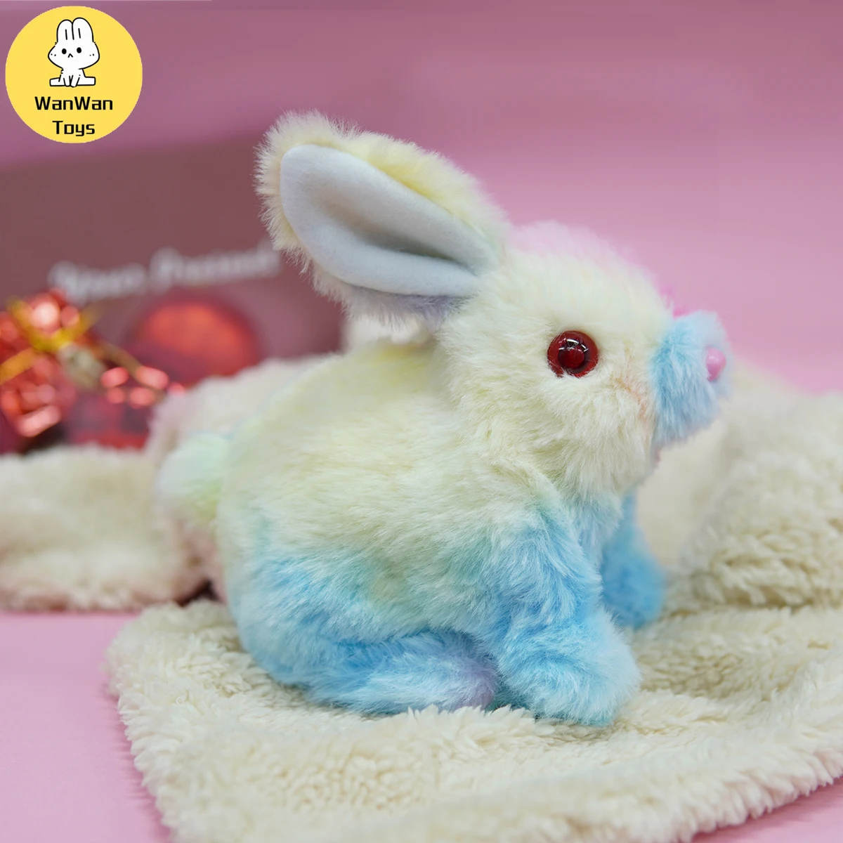 1pc Easter Bunny Rabbits Simulation Soft Fur Color Starry Sky Color Electric Cute Bunny Children Plush Interactive Animal Doll