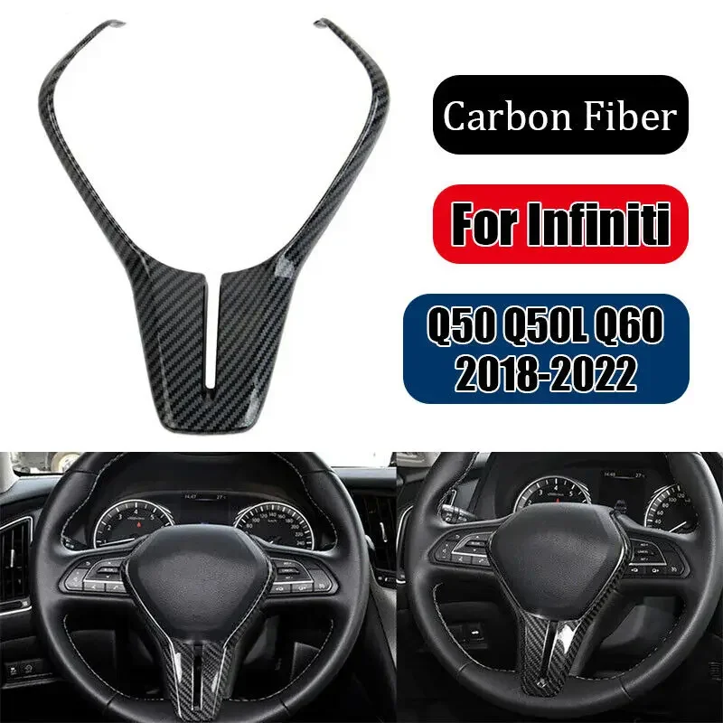 Для Infiniti Q50 Q50L Q60 2018-2022 углеродное волокно ABS Автомобильный интерьер рулевое колесо рамка отделка Центральная крышка панель Наклейка Декор Для Infiniti Q50 Q50L Q60 2018-2022 углеродное волокно ABS Автомобильный интерьер рулевое колесо рамка отделка Центральная крышка панель Наклейка Декор