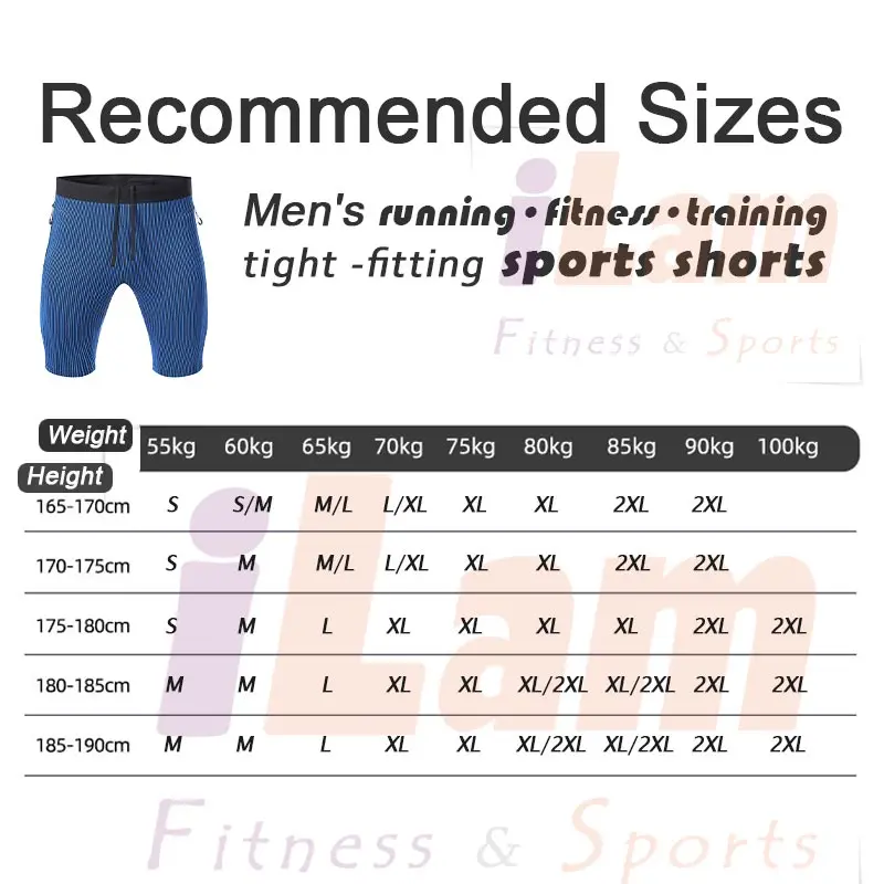 Men's Running Gym Shorts Tight fitting High elastic Quick drying Training Marathon Track and Field Fitness Double Layer shorts