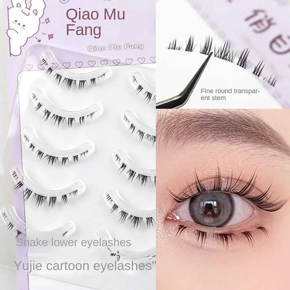 

Whole Pair Lower False Lashes Natural Transparent Stems DIY Eyelash Extension Serpentine style Eye Makup Tool Women