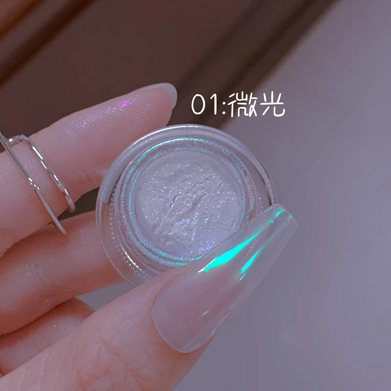 1 Jar 0.3g Sky Mirror Nail Glitter Powder Mermaid Mirror-Effect Nail Chrome Pigment Powder Manicure Nail Art Dust 3*CDD