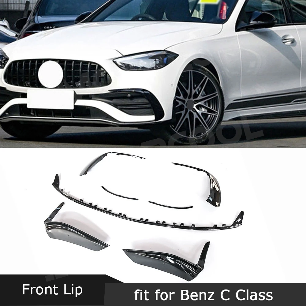 

ABS Front Bumper Lip Spoiler Flap Canards Front Air Vent Trim for Mercedes Benz C Class W206 C43 AMG Sport 2023+ Car Accessories