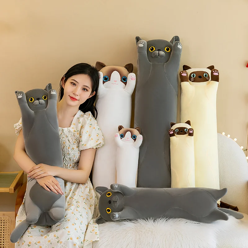 Muñeco de peluche largo de gato blando para niños y niñas, almohada de  abrazo para dormir, Animal de dibujos animados, regalo de cumpleaños,  50-130cm