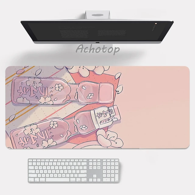 Large Anime Pink Mousepad Gamer Cute Kawaii XXL Gaming Mouse Pad Rubber Otaku Locking Edge Big Fashion Laptop Notebook Desk Mat CN00263 CUTE