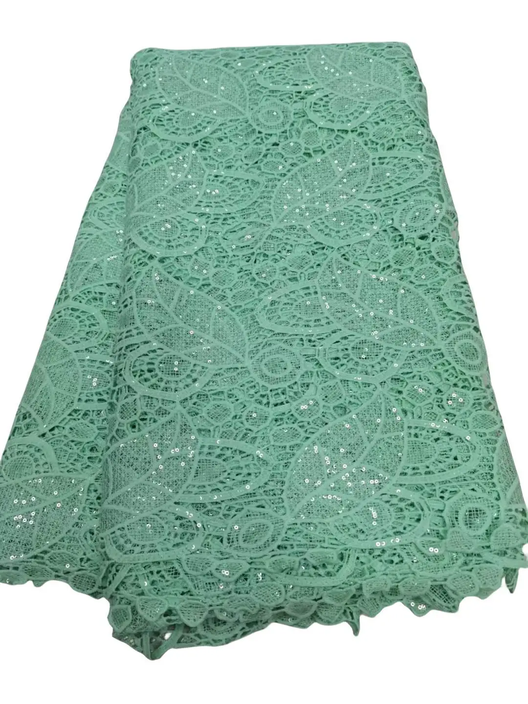 

Latest Skin Friendly Good Qulity Eembroidery Heavy Guipure Cord with Sequin Fabric For Wedding Dress NN5168_V
