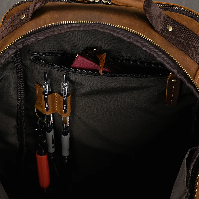 High Quality Bags Men's Leather Backpack Retro Luxury Fashion Style Backpack Travel Backpack School Bag For Men Leather Daypack