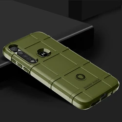 Shockproof Armor Matte Silicone Case - Durable Shield Back Cover - Moto One Vision Plus (Army green)