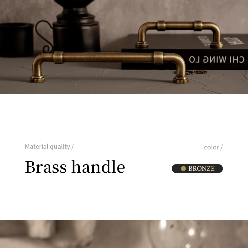 antique brass pipe cabinet handle furniture drawer pull