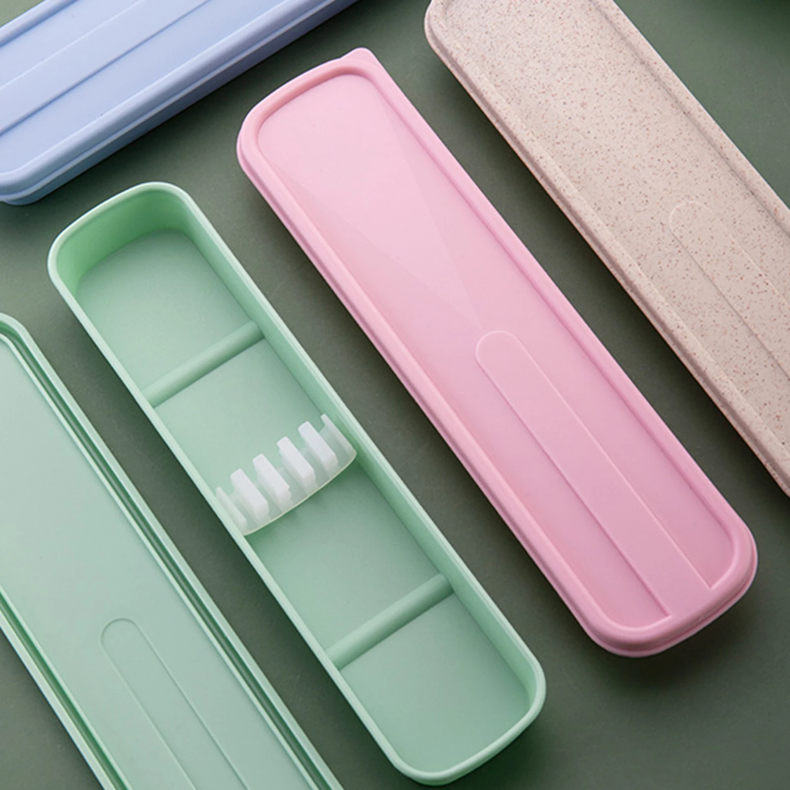 Tableware Box Environmental Cutlery Box Portable Flip Cover Type Cutlery Case Spoon Storage Box Drop-resistant Household Supplie