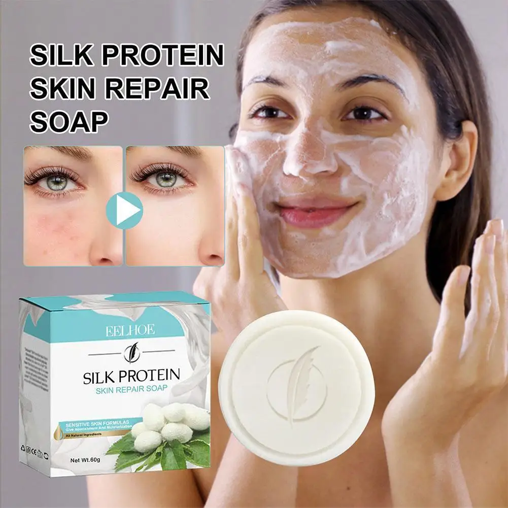

60g Silk Protein Whitening Soap Collagen Milk Remove Repair Firm Acne Soap Skin Soap Anti-cellulite Brightening X6M9