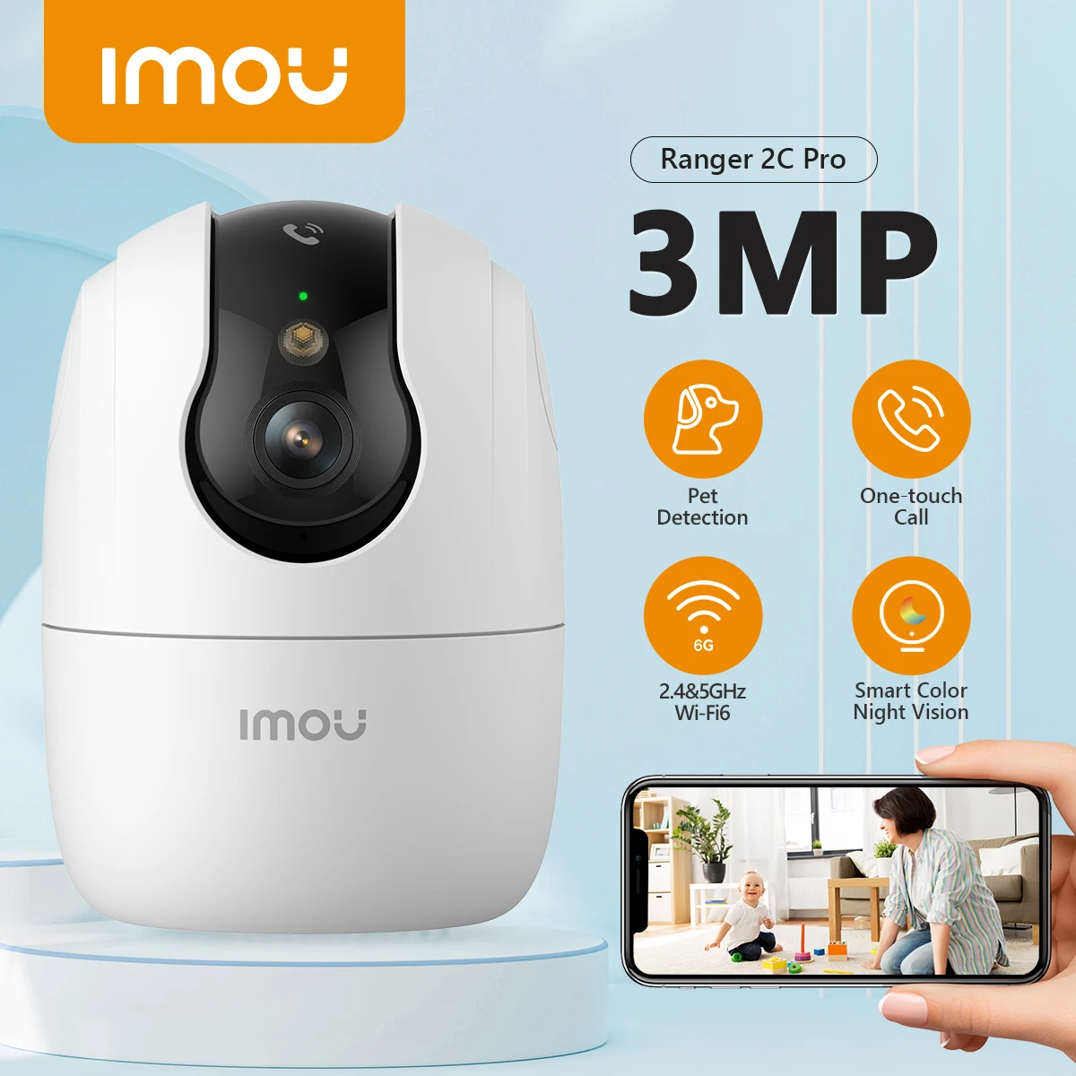 IMOU Ranger 2C Pro Cámara Wifi de 3MP Vigilancia de conversación ...