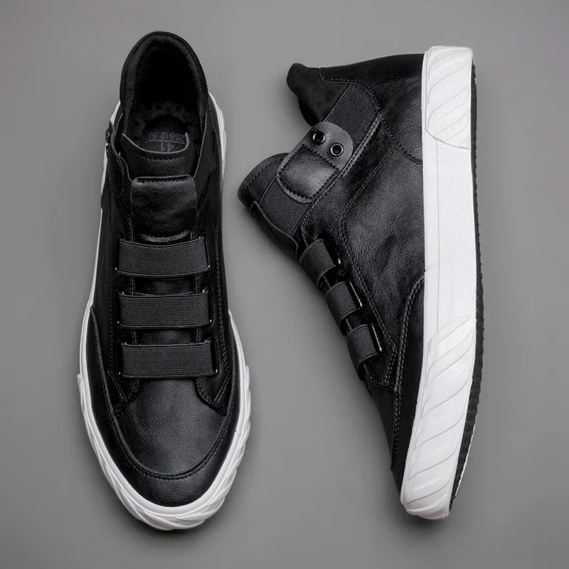 New Men's Leather Shoes Korean Trend Comfortable Loafer Men Shoes British Fashion Men High Top Sneakers New Moccasins Men 588 g