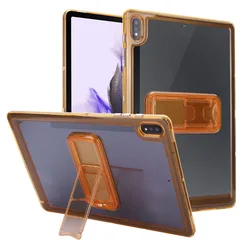 Icy Colors Acrylic TPU Shockproof Protective Tablet Case with Adjustable Kickstand for Tab S8 Plus 12.4 (Orange)