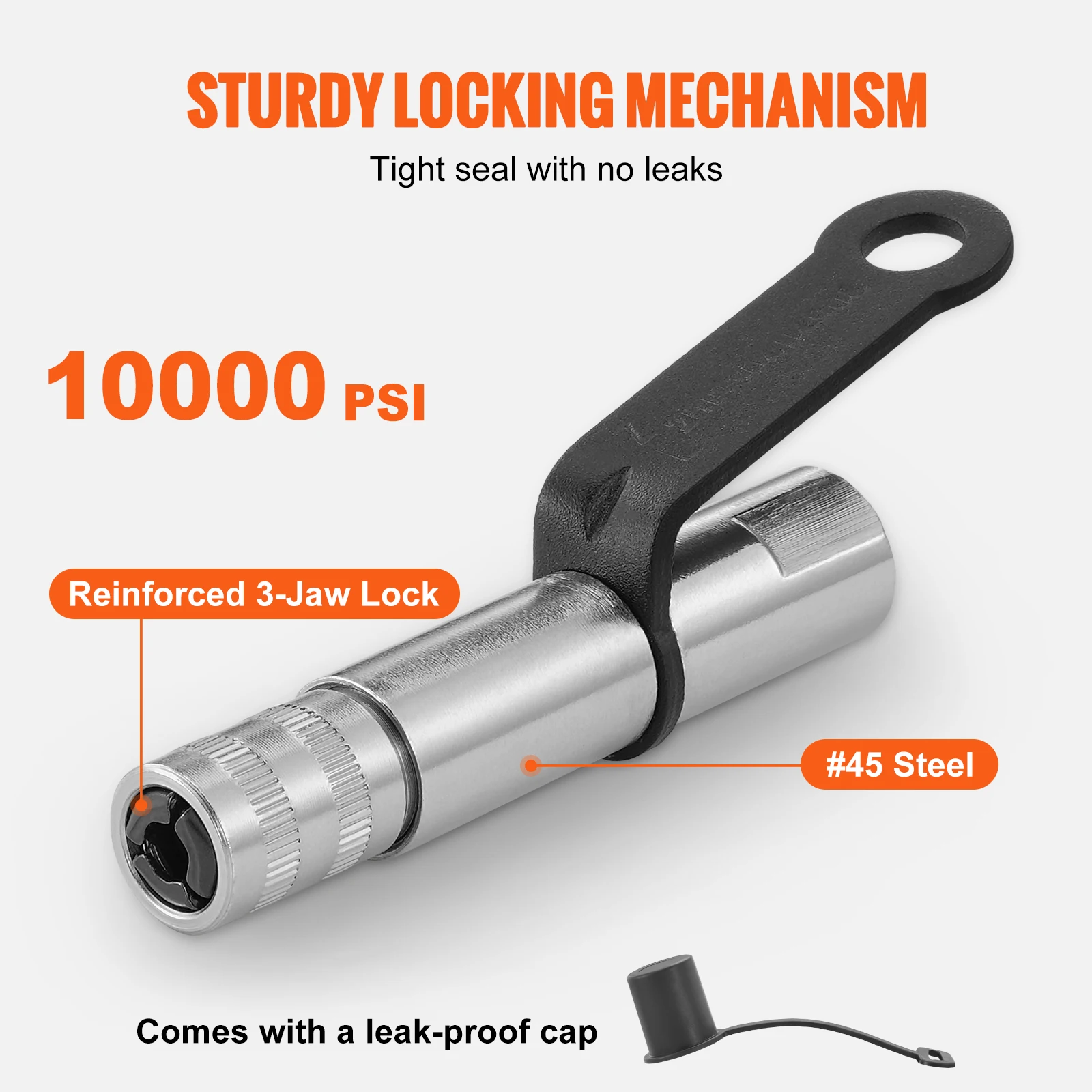 VEVOR 10000PSI Grease Coupler Nozzle Hose Pump Syringe Grease Gun NPT1/8-27 Adapter Brake Oil Change Tools Car Accessories