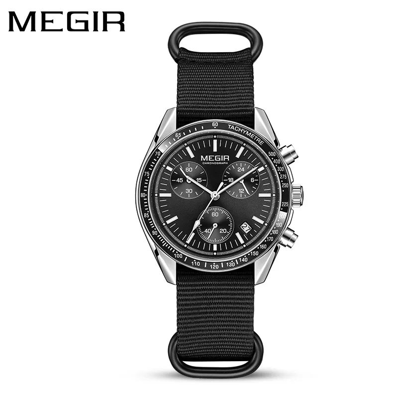MEGIR 2247 Men's Luxury Quartz Watch Canvas Weaving Strap